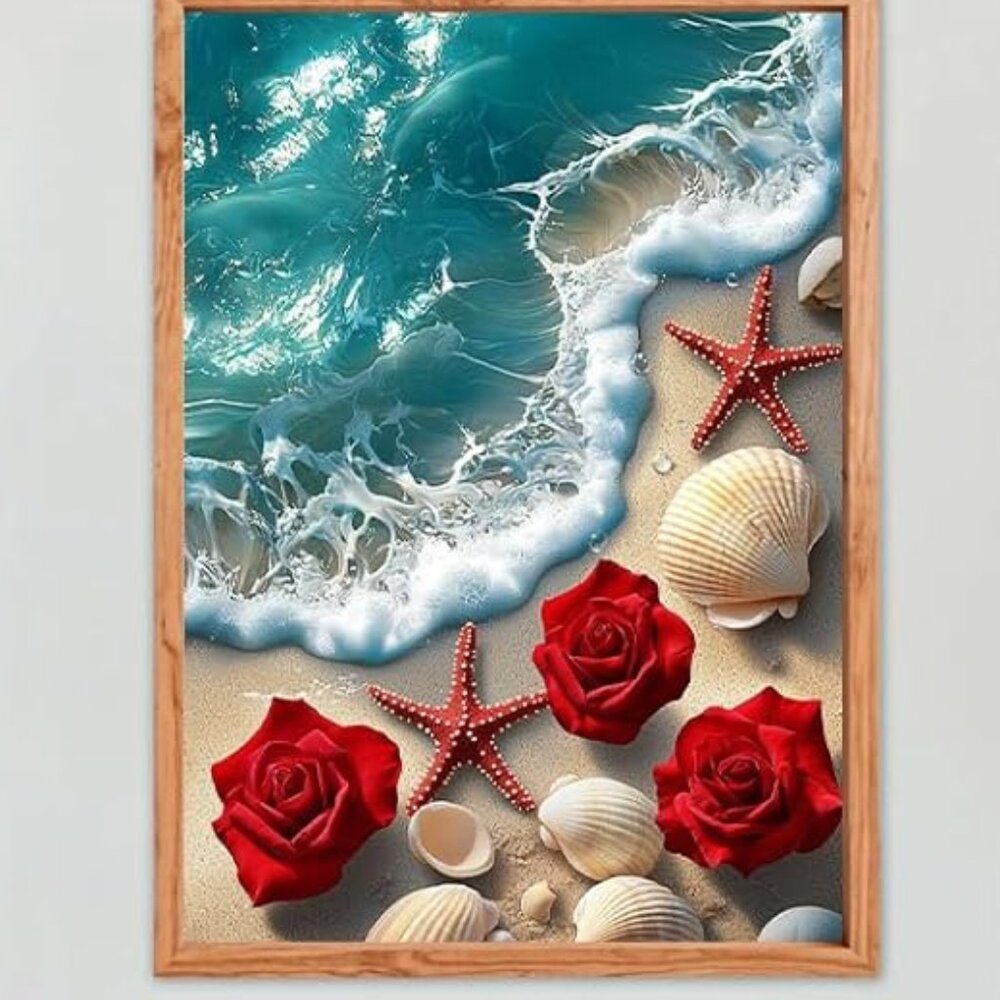 Roses & Seashells by the Water Diamond Painting Kit #643